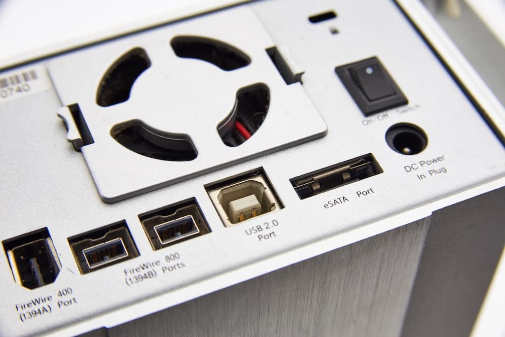 Back of a CPU showing physical ports